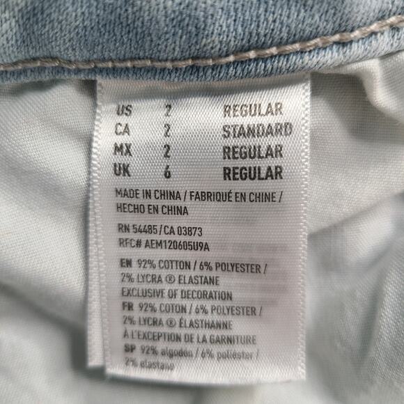 American Eagle  Super Stretch Distressed Ripped Skinny Jeans Light Wash 2 2401 - Picture 4 of 9